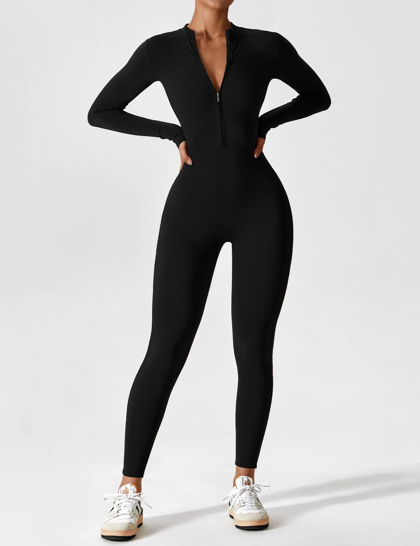 Long Sleeve/Short Sleeve Zipper Jumpsuit