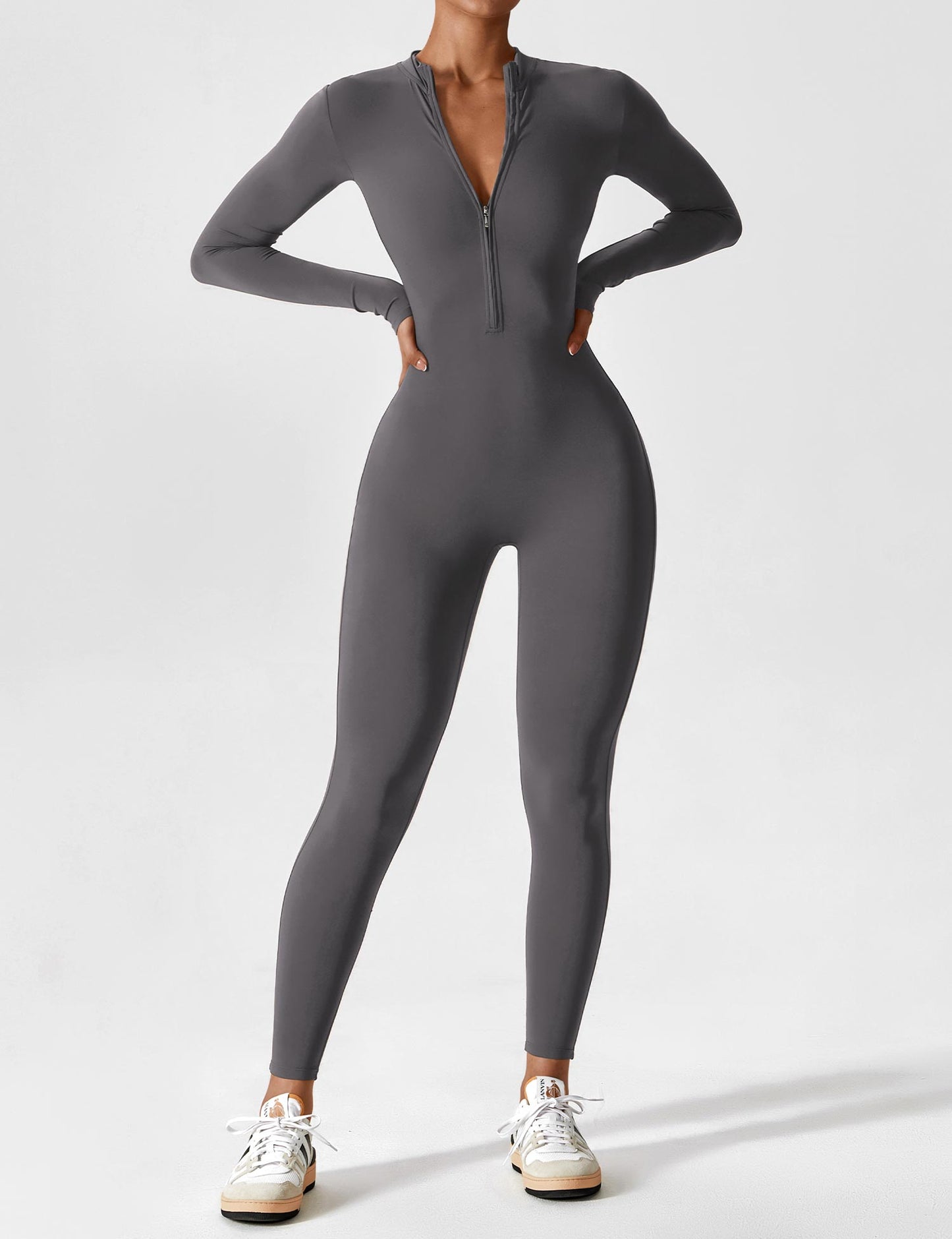 Long Sleeve/Short Sleeve Zipper Jumpsuit
