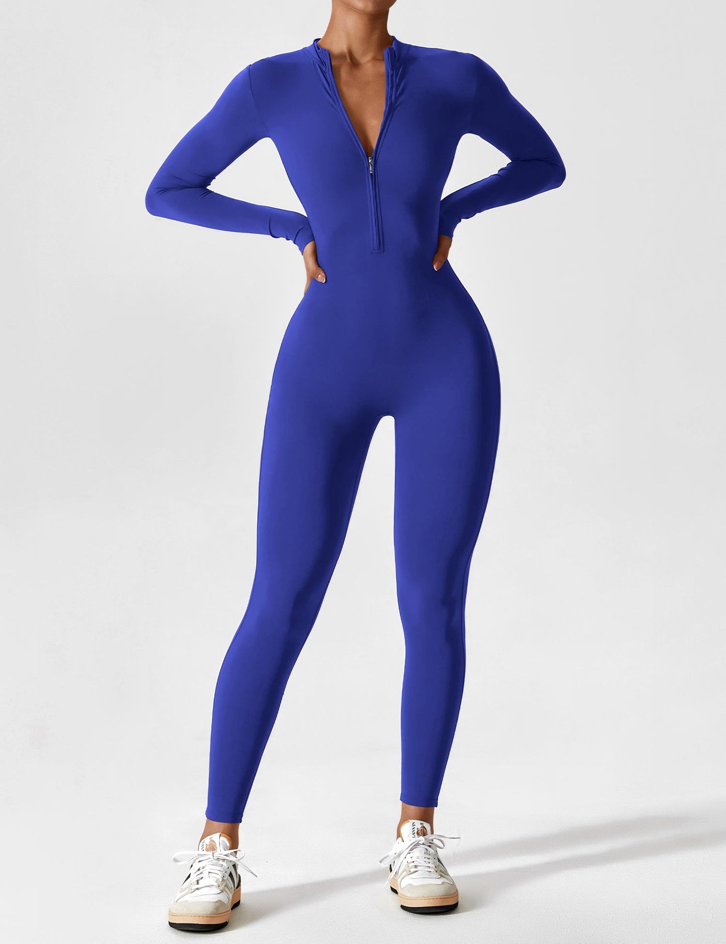 Long Sleeve/Short Sleeve Zipper Jumpsuit